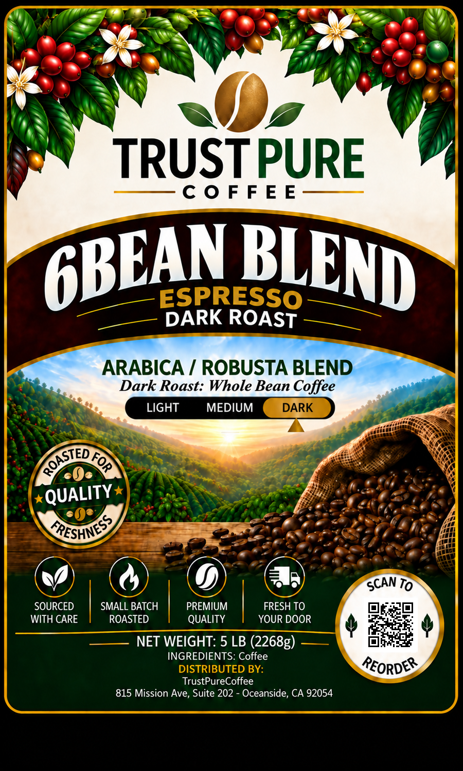 6-Bean Espresso Blend | Espresso Roast Coffee | TrustPureCoffee