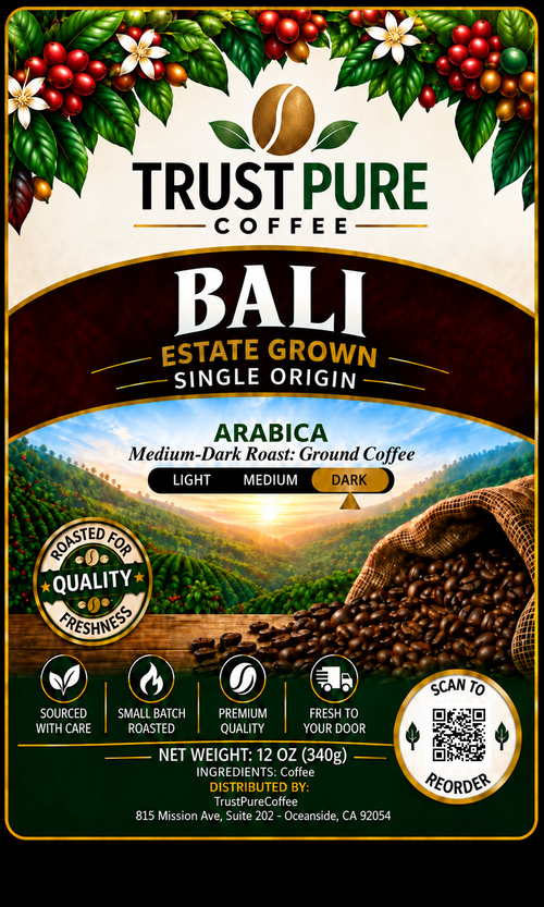 Bali Blue Coffee | Medium-Dark Roast Single Origin | TrustPureCoffee