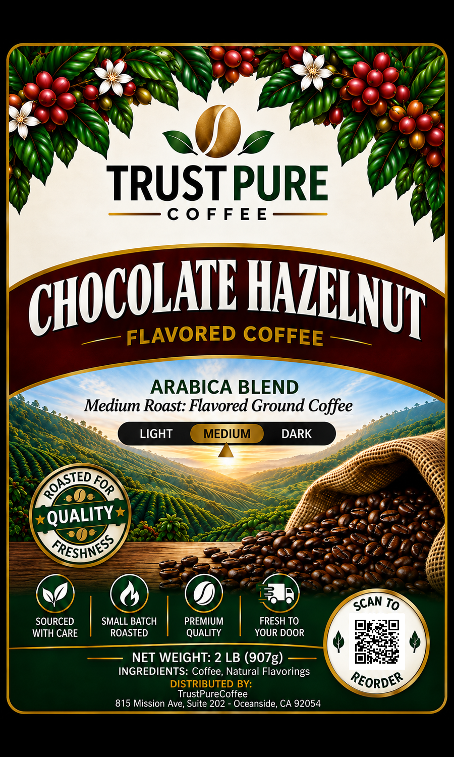 Chocolate Hazelnut Flavored Coffee | Rich Nutty Coffee | TrustPureCoffee