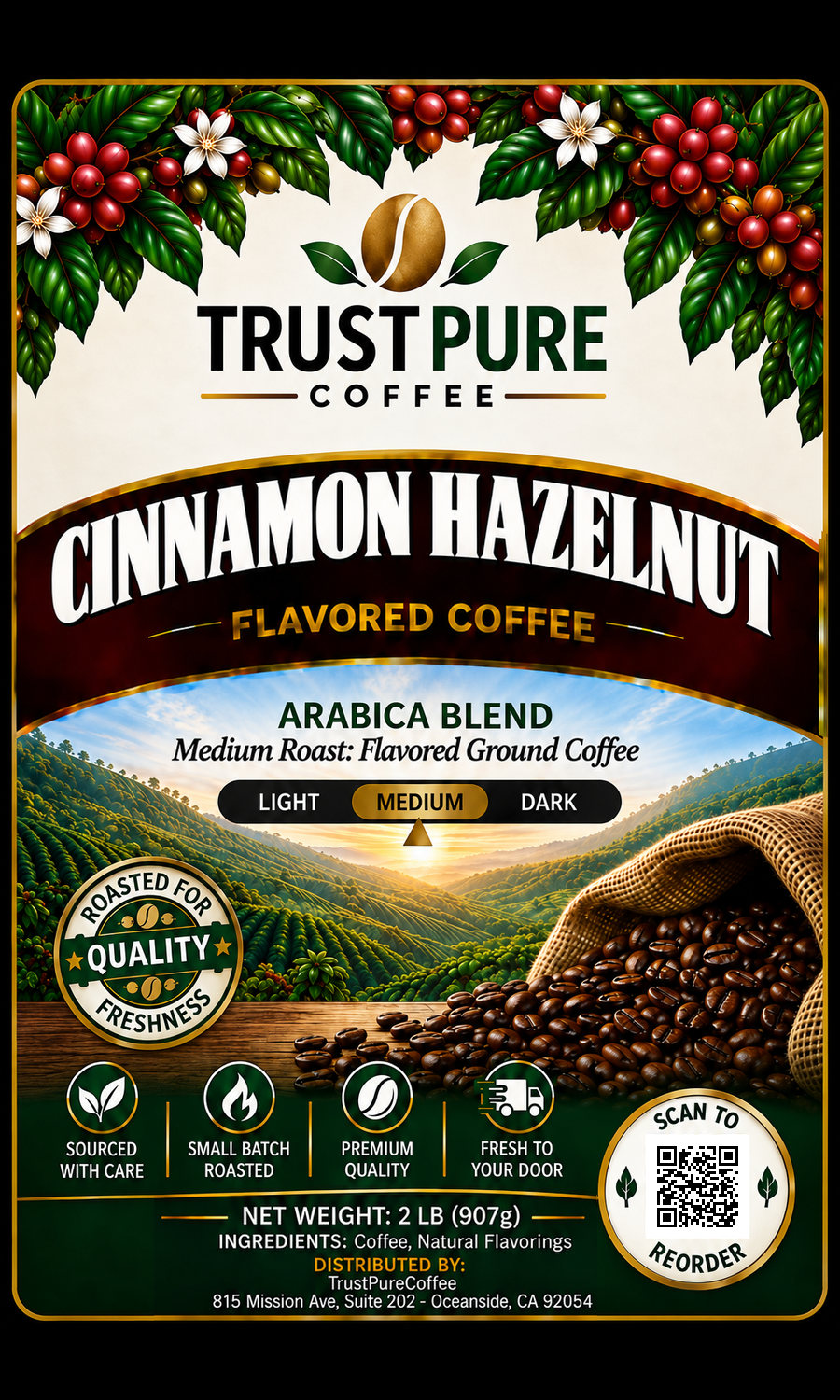 Cinnamon Hazelnut Flavored Coffee | Warm Nutty Coffee | TrustPureCoffee