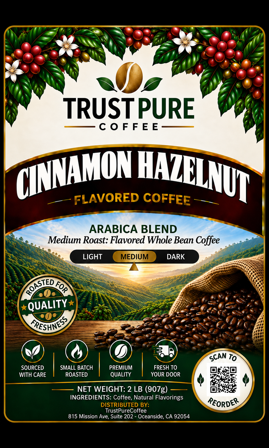 Cinnamon Hazelnut Flavored Coffee | Warm Nutty Coffee | TrustPureCoffee