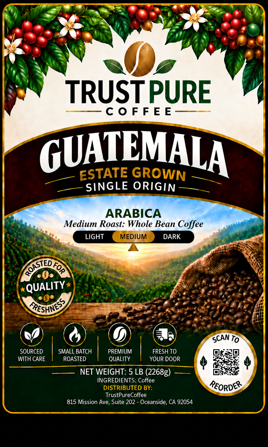 Guatemalan Coffee | Medium Roast - Single Origin | TrustPureCoffee