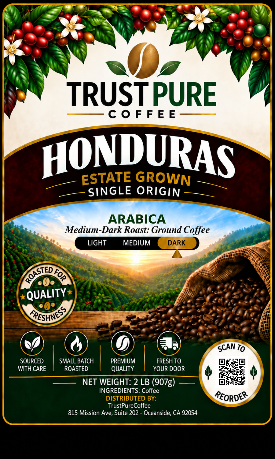 Honduran Coffee | Medium-Dark Roast Single Origin | TrustPureCoffee