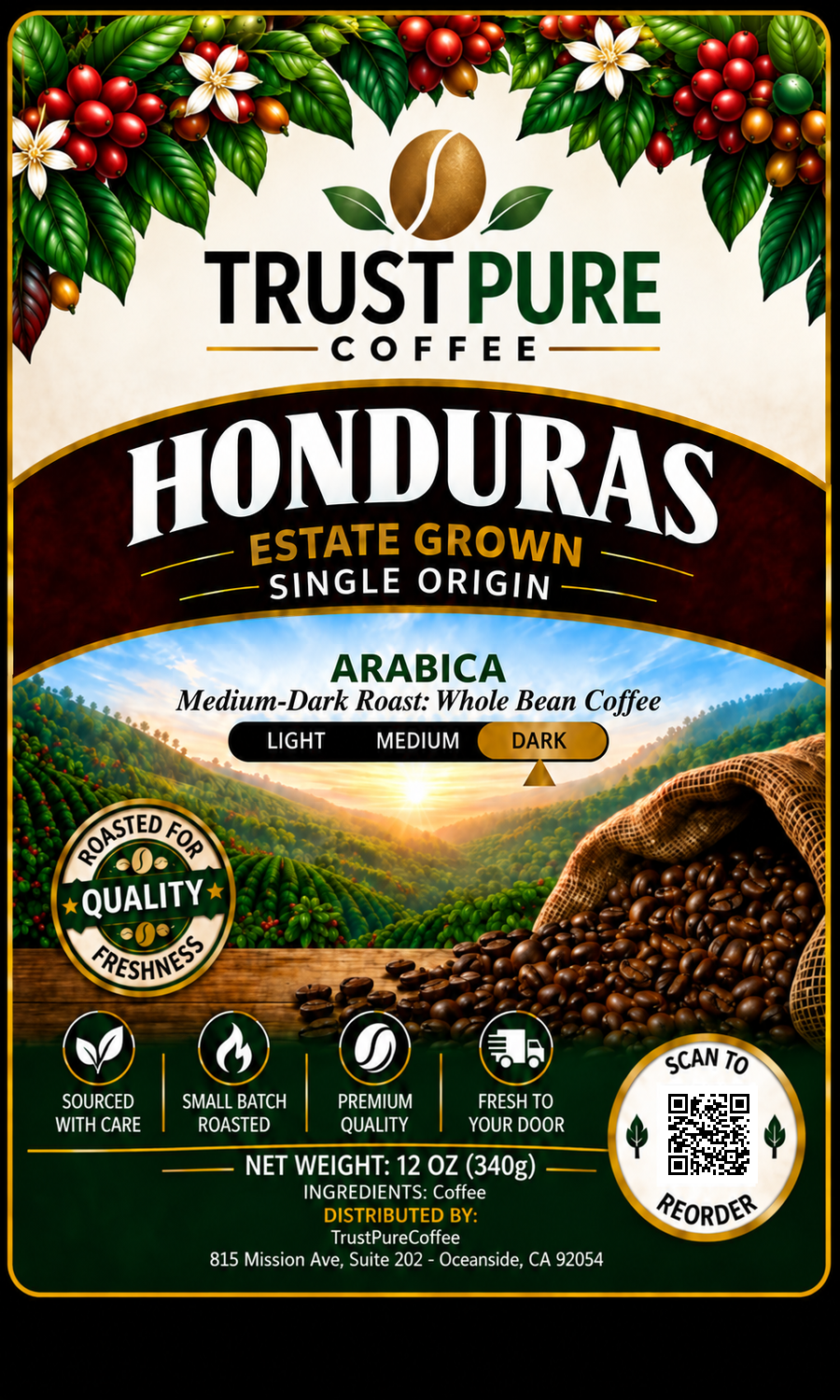 Honduran Coffee | Medium-Dark Roast Single Origin | TrustPureCoffee