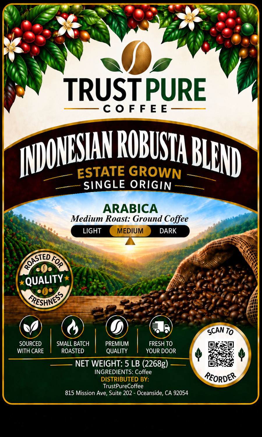 Indonesian Robusta Coffee | Medium Roast | TrustPureCoffee