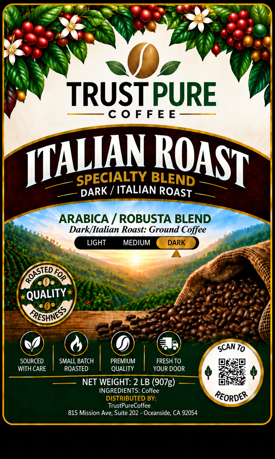 Italian Roast Coffee | Darkest Roast Coffee Blend | TrustPureCoffee