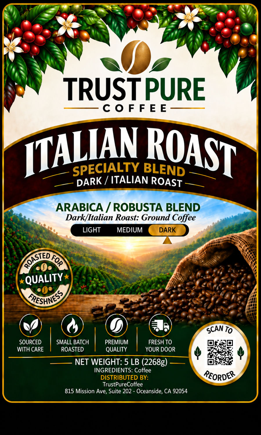 Italian Roast Coffee | Darkest Roast Coffee Blend | TrustPureCoffee
