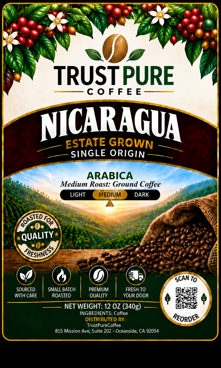 Nicaraguan Coffee | Medium Roast - Single Origin | TrustPureCoffee