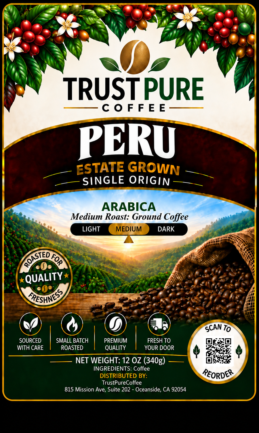 Peruvian Coffee | Medium Roast Single Origin | TrustPureCoffee