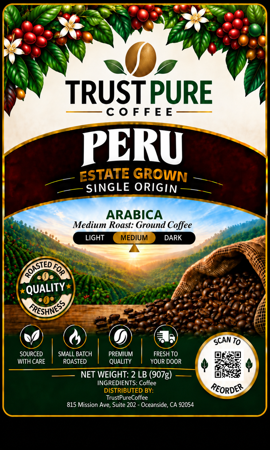 Peruvian Coffee | Medium Roast Single Origin | TrustPureCoffee