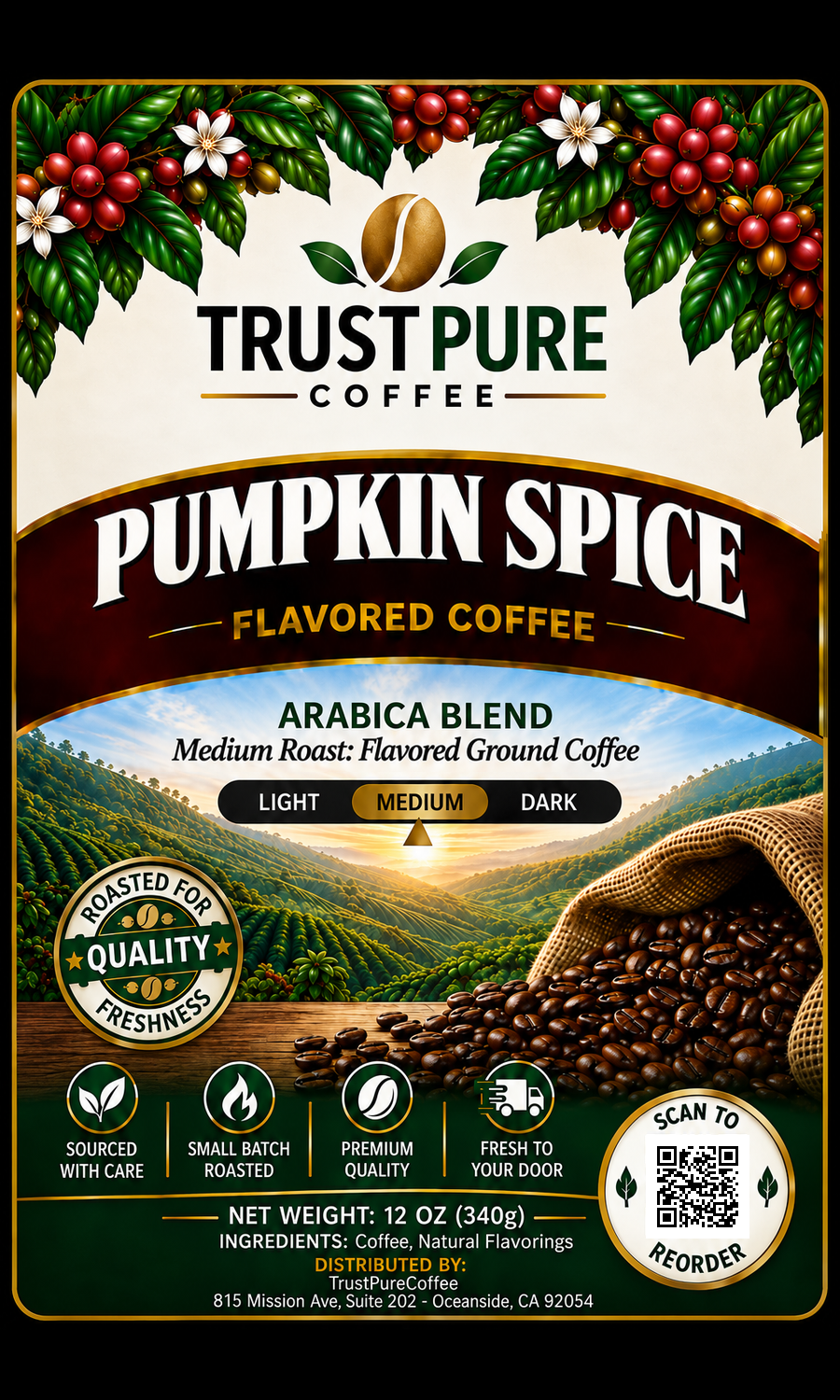 Pumpkin Spice Flavored Coffee | Warm, Spiced & Smooth | TrustPureCoffee