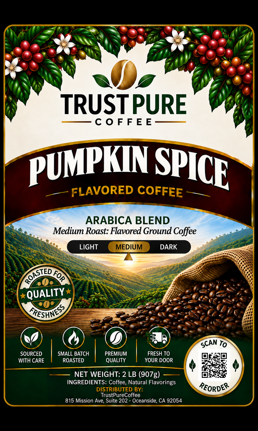 Pumpkin Spice Flavored Coffee | Warm, Spiced & Smooth | TrustPureCoffee
