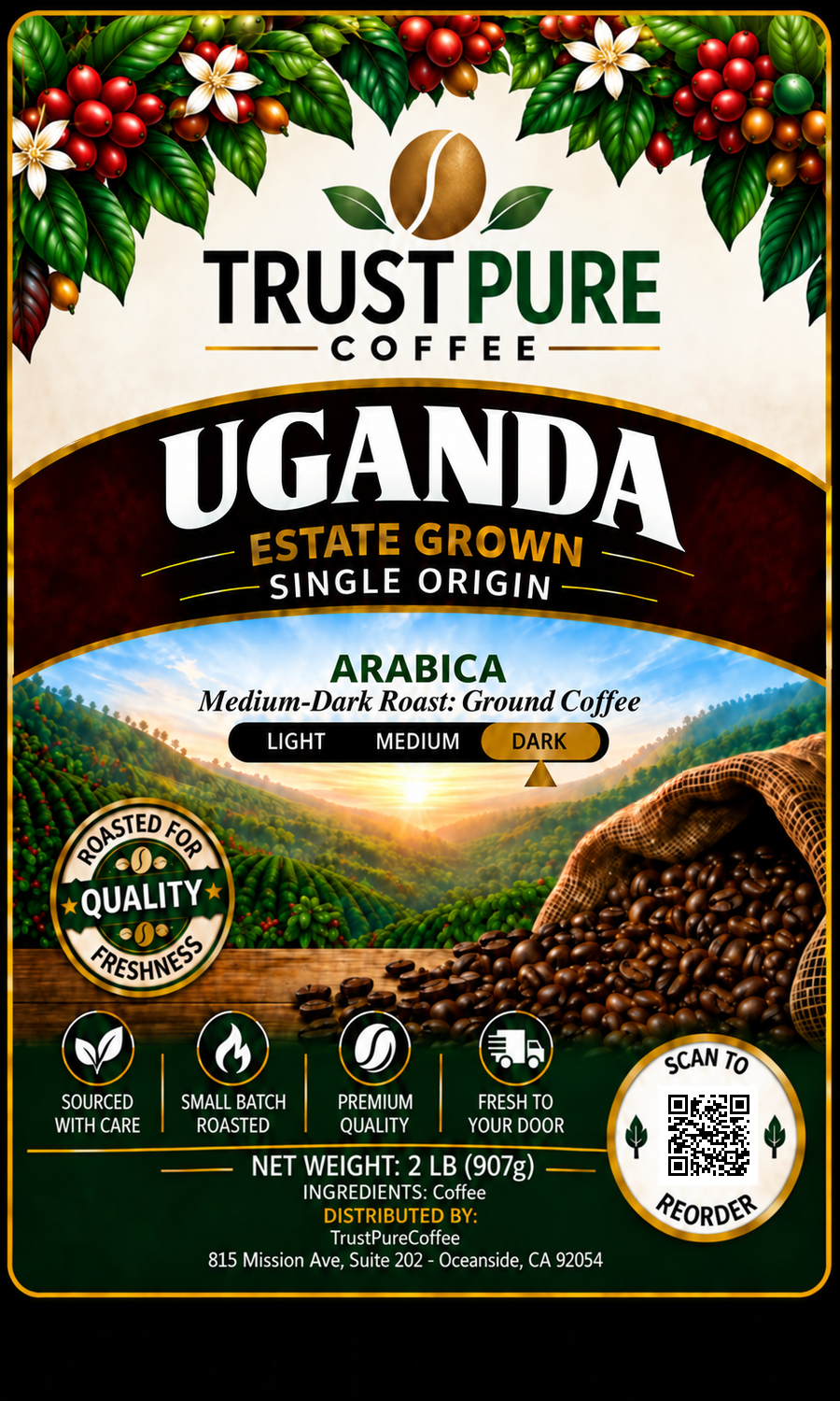 Uganda Coffee | Medium Roast Single Origin | TrustPureCoffee